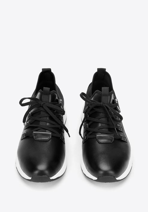 Férfi sneakers bőrből és szövetből, fekete, 92-M-914-1-40, Fénykép 2