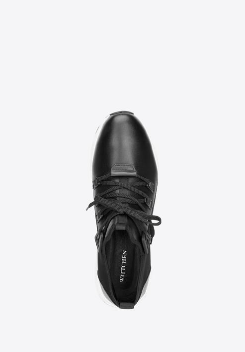 Férfi sneakers bőrből és szövetből, fekete, 92-M-914-1-43, Fénykép 3
