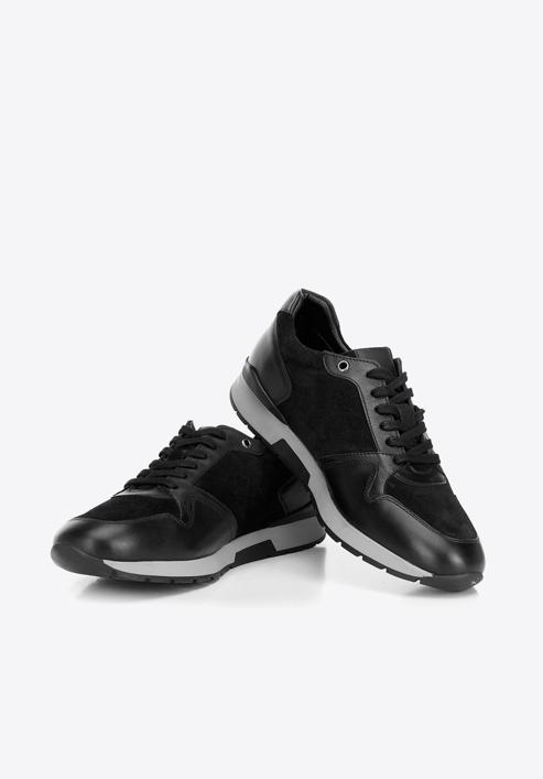Férfi sneakers velúr- és szemes bőrből, fekete, 92-M-300-7-44, Fénykép 5