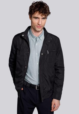 Férfi széldzseki kabát rejtett cipzárral, fekete, 92-9N-450-1-XL, Fénykép 1
