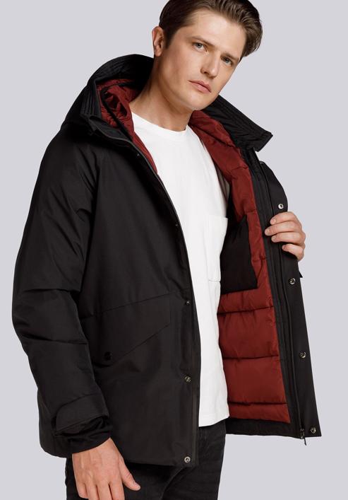 Férfi téli kabát dupla kapucnival, fekete, 93-9D-453-9-XL, Fénykép 1