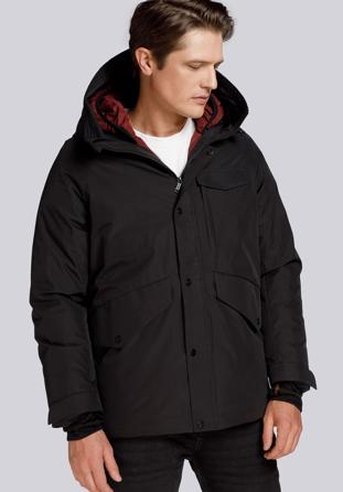 Férfi téli kabát dupla kapucnival, fekete, 93-9D-453-1-M, Fénykép 1