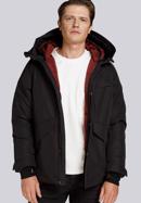 Férfi téli kabát dupla kapucnival, fekete, 93-9D-453-9-3XL, Fénykép 4