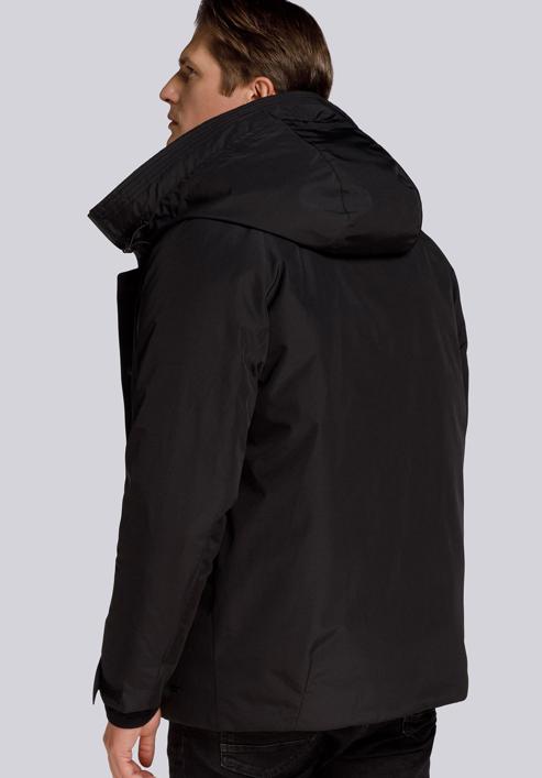Férfi téli kabát dupla kapucnival, fekete, 93-9D-453-9-XL, Fénykép 5