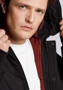 Férfi téli kabát dupla kapucnival, fekete, 93-9D-453-9-3XL, Fénykép 6