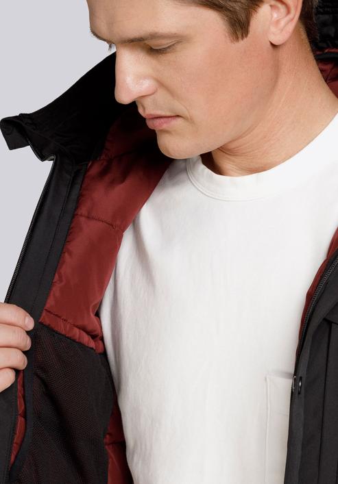 Férfi téli kabát dupla kapucnival, fekete, 93-9D-453-9-XL, Fénykép 7