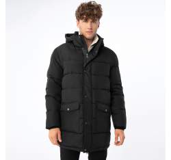 Férfi téli kabát kapucnival, fekete, 93-9D-451-1-L, Fénykép 1