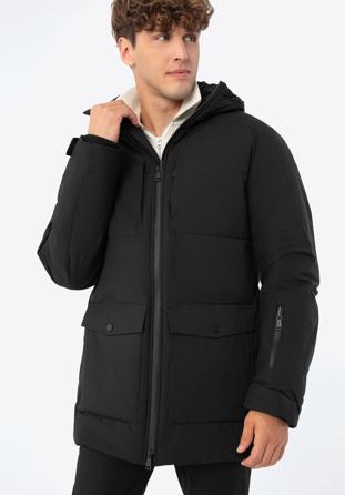 Férfi téli kabát zsebekkel, fekete, 93-9D-452-1-M, Fénykép 1