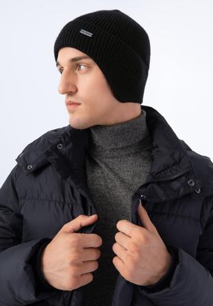Férfi téli sapka fülvédővel, fekete, 97-HF-012-1, Fénykép 1