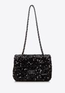 Flitteres női estélyi táska csillogó lánccal, fekete, 98-4Y-023-S, Fénykép 2