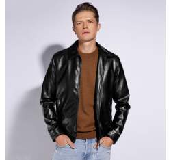 Galléros férfi ökobőr dzseki, fekete, 95-9P-150-1-3XL, Fénykép 1