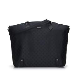 Jacquard és bőr shopper táska, fekete, 95-4-901-1, Fénykép 1