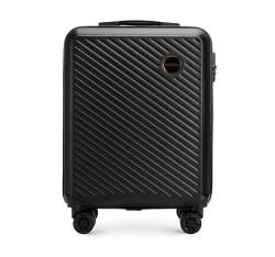 Kabinbőrönd ABS-ből átlós vonalakkal, fekete, 56-3A-741-10, Fénykép 1