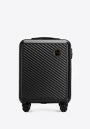 Kabinbőrönd ABS-ből átlós vonalakkal, fekete, 56-3A-741-30, Fénykép 1