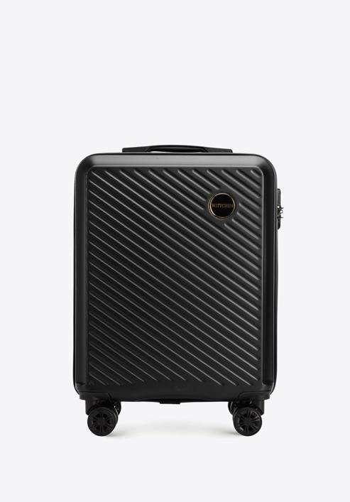 Kabinbőrönd ABS-ből átlós vonalakkal, fekete, 56-3A-741-10, Fénykép 1