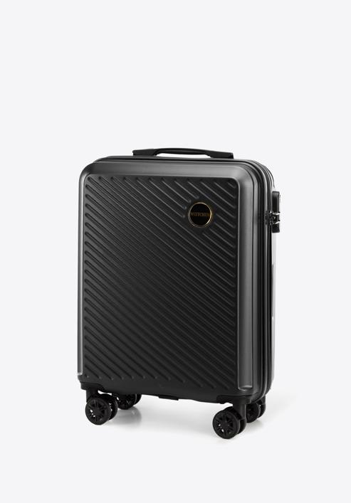 Kabinbőrönd ABS-ből átlós vonalakkal, fekete, 56-3A-741-30, Fénykép 4