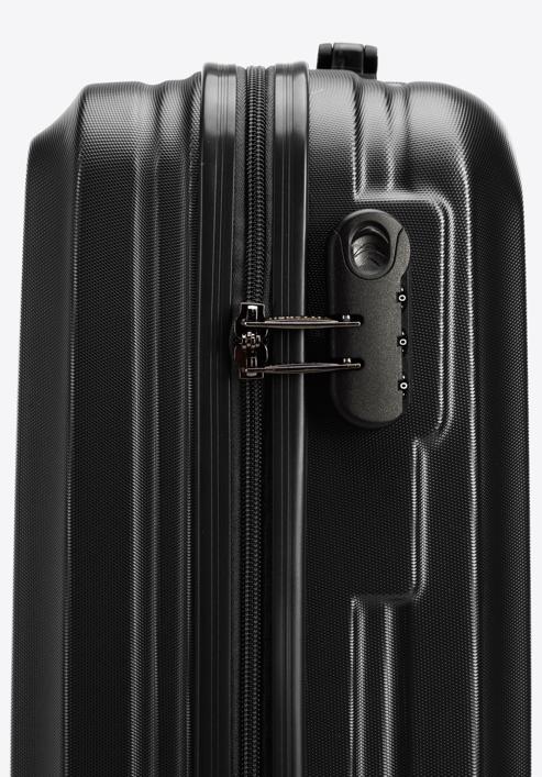Kabinbőrönd ABS-ből átlós vonalakkal, fekete, 56-3A-741-30, Fénykép 7
