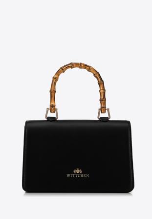 Kisméretű bőr táska dekoratív fogantyúval, fekete, 98-4E-622-1, Fénykép 1