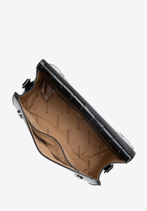 Kisméretű croco ökobőr bagett táska, fekete, 94-4Y-714-8, Fénykép 3