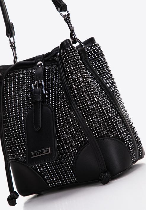 Kisméretű kristályos táska, fekete, 98-4Y-021-S, Fénykép 5