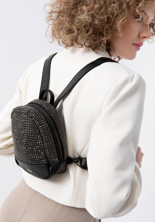 Kisméretű női hátizsák kristályokkal, fekete, 98-4Y-022-1, Fénykép 15