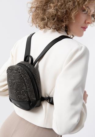 Kisméretű női hátizsák kristályokkal, fekete, 98-4Y-022-1, Fénykép 1