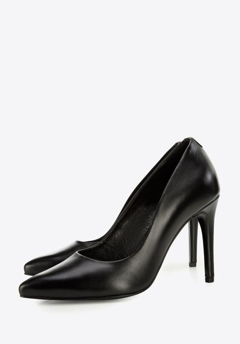 Klasszikus bőr magassarkú cipő, fekete, BD-B-801-P-39, Fénykép 7