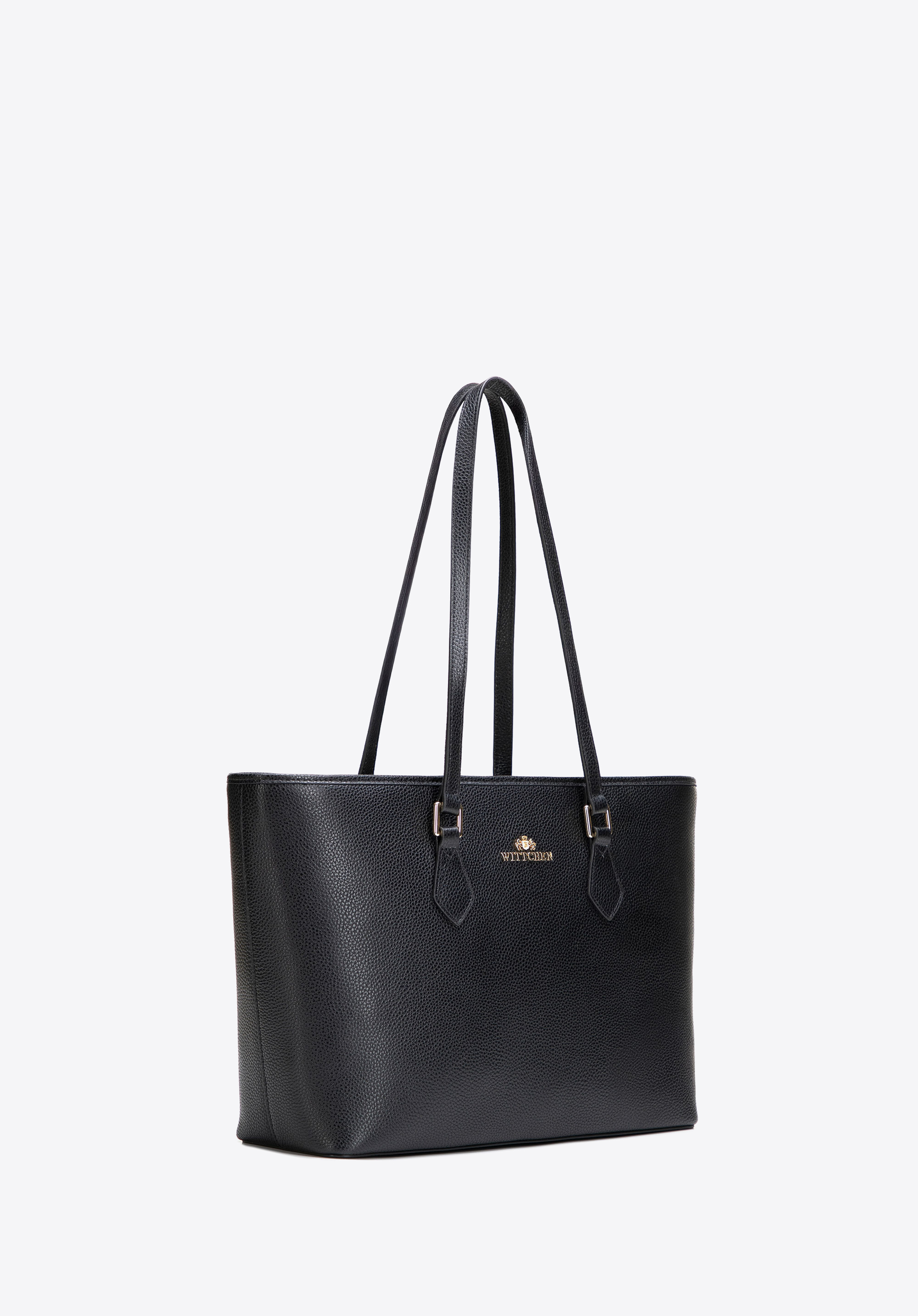 Klasszikus bőr női bevásárlótáska, fekete, 102-4E-626-1, Fénykép 1