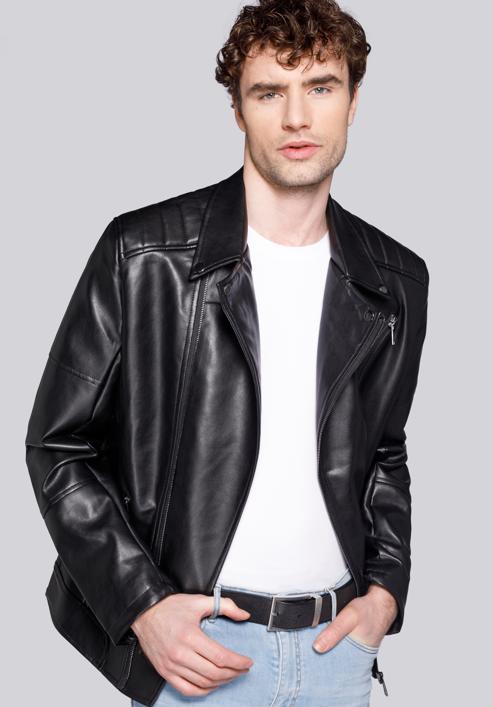 Klasszikus férfi kabát, fekete, 92-9P-153-1S-L, Fénykép 6