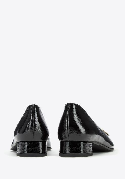 Klasszikus lakkbőr cipő geometrikus csattal, fekete, 97-D-109-1-38_5, Fénykép 4