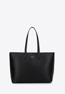 Klasszikus nagyméretű műbőr shopper táska, fekete, 98-4Y-501-1, Fénykép 2