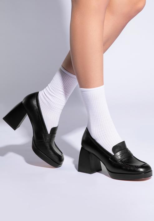 Klasszikus platform bőrcipő, fekete, 96-D-507-0-39, Fénykép 15