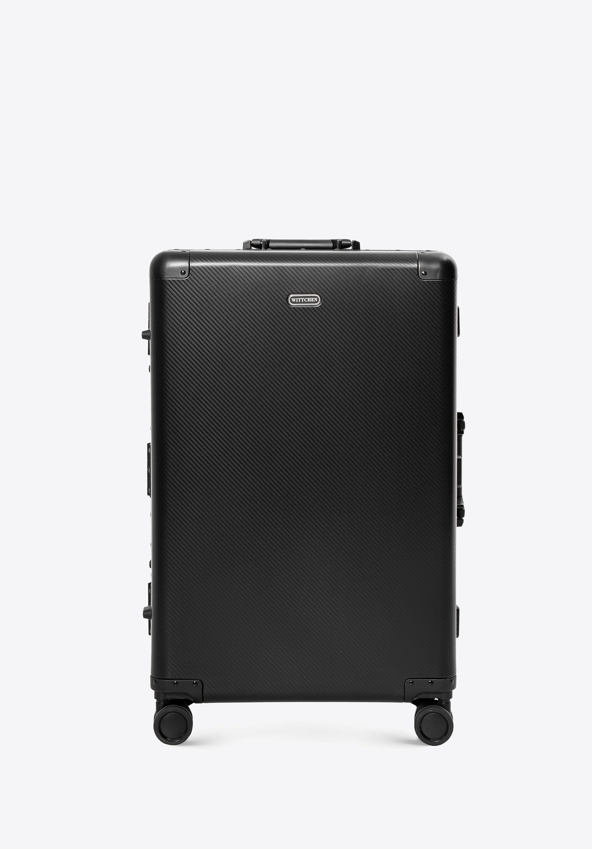 Közepes méretű alumínium bőrönd kerekekkel, fekete, 56-3H-102-86M, Fénykép 1