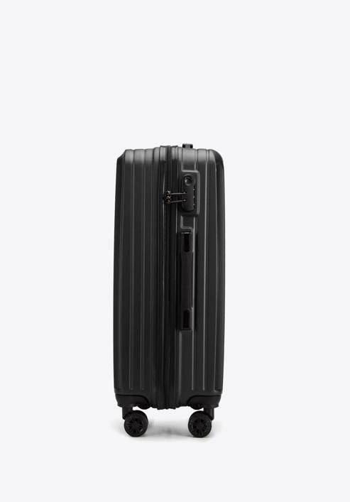 Közepes méretű bőrönd ABS-ből átlós vonalakkal, fekete, 56-3A-742-80, Fénykép 2