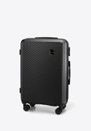 Közepes méretű bőrönd ABS-ből átlós vonalakkal, fekete, 56-3A-742-10, Fénykép 4