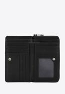 Közepes méretű dekoratív szegecsekkel díszített steppelt női steppelt bőr pénztárca, fekete, 14-1-938-P, Fénykép 3