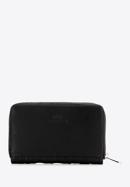 Közepes méretű dekoratív szegecsekkel díszített steppelt női steppelt bőr pénztárca, fekete, 14-1-938-P, Fénykép 5
