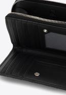 Közepes méretű dekoratív szegecsekkel díszített steppelt női steppelt bőr pénztárca, fekete, 14-1-938-P, Fénykép 7