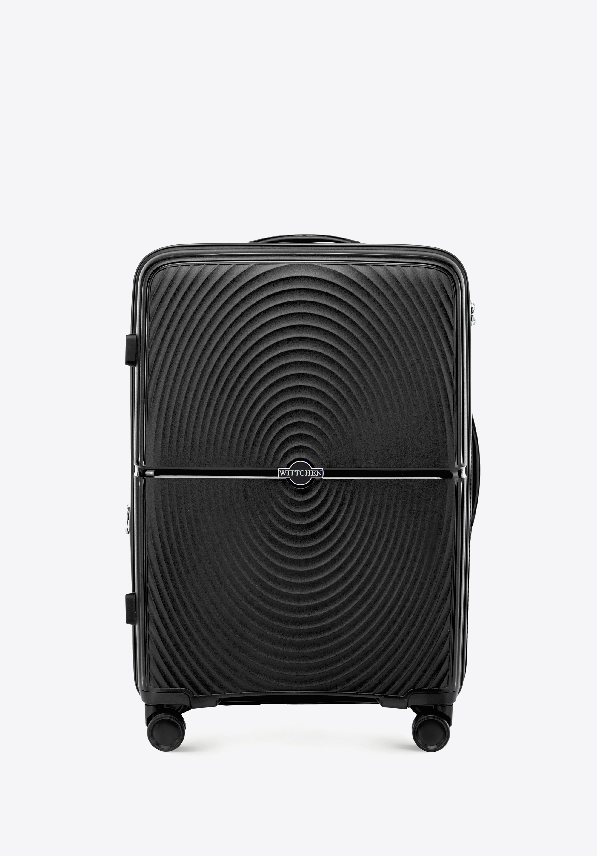 Közepes polipropilén bőrönd kör mintával, fekete, 56-3T-302-10, Fénykép 1