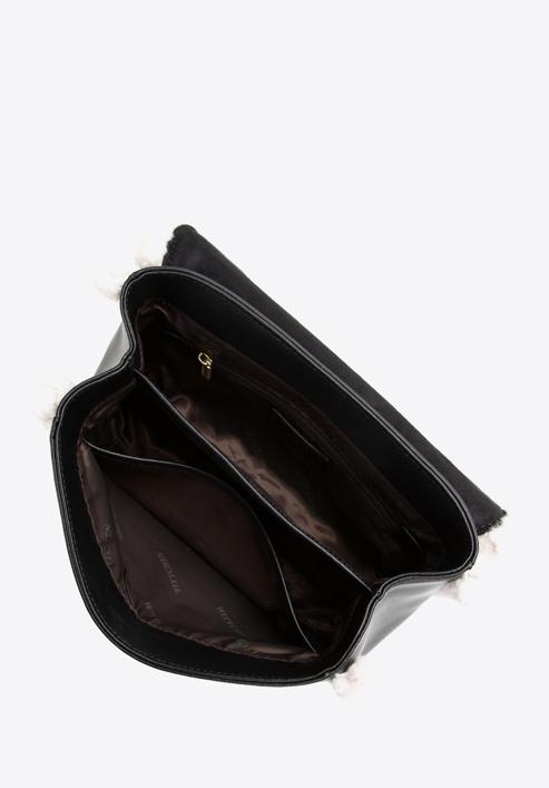 Bőr táska teddy műszőrmével, fekete-krém, 97-4E-607-1, Fénykép 3