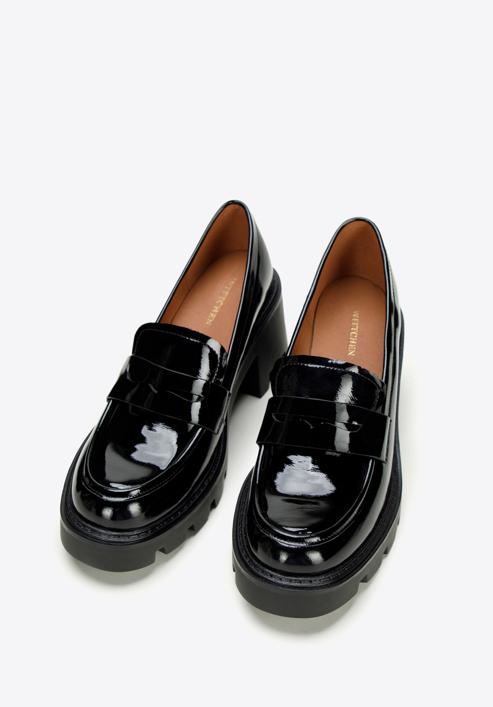 Lakkbőr platform loafer cipő, fekete, 97-D-504-1L-38, Fénykép 2