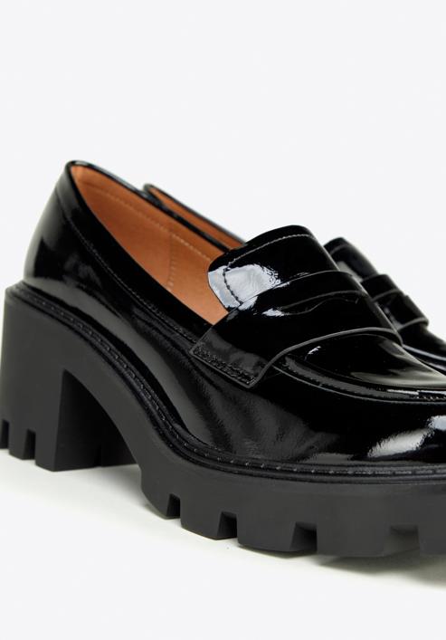 Lakkbőr platform loafer cipő, fekete, 97-D-504-1L-37, Fénykép 7