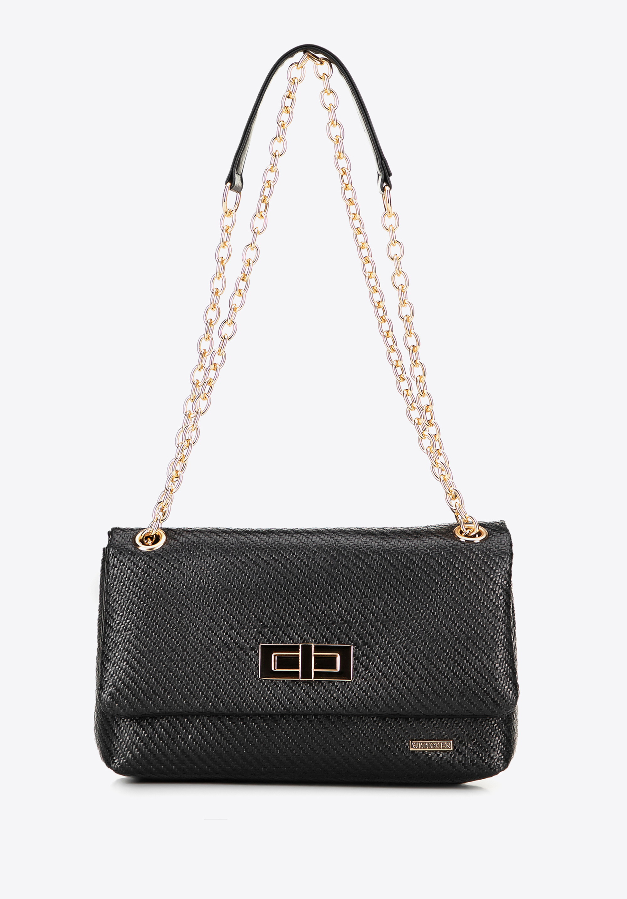 Láncos női crossbody táska, fekete, 100-4Y-414-1, Fénykép 1