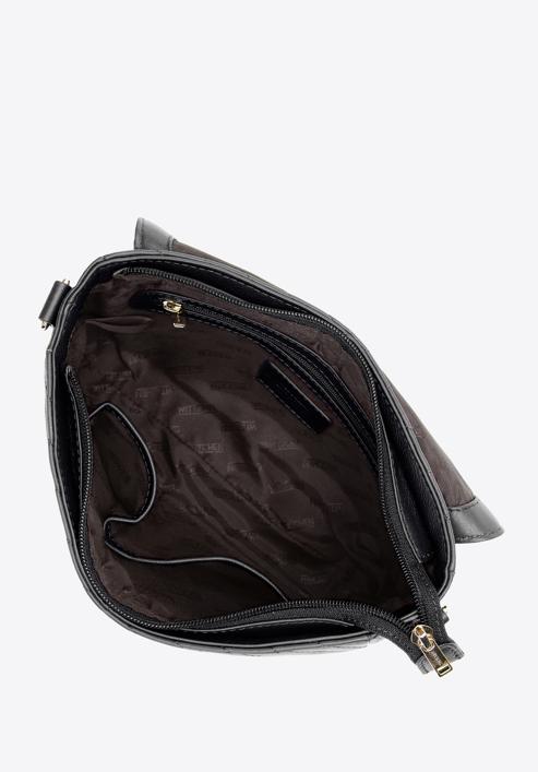 Lapos női steppelt bőr táska, fekete, 97-4E-029-3, Fénykép 3