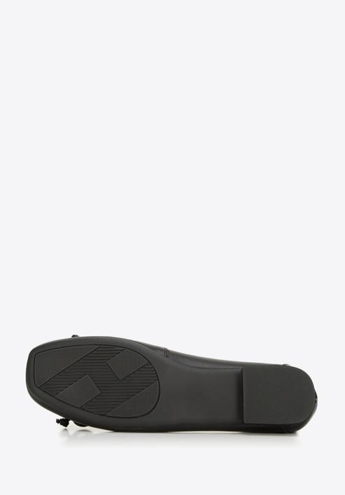 Lapos talpú bőr topánka szögletes orral és masnival, fekete, 96-D-950-3-36, Fénykép 6