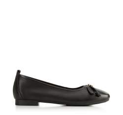 Lapos talpú bőr topánka szögletes orral és masnival, fekete, 96-D-950-1-36, Fénykép 1