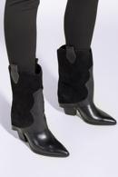 Magassarkú női cowboy csizma kétféle bőrfelületből, fekete, 95-D-513-1Z-35, Fénykép 15