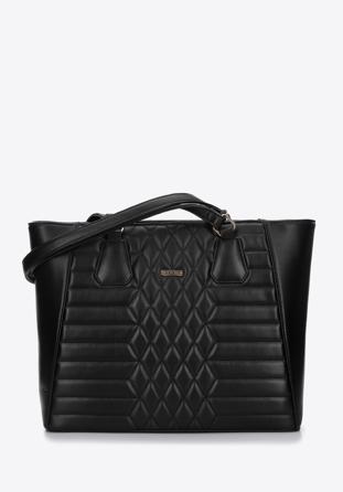 Műbőr steppelt shopper táska, fekete, 97-4Y-626-1, Fénykép 1