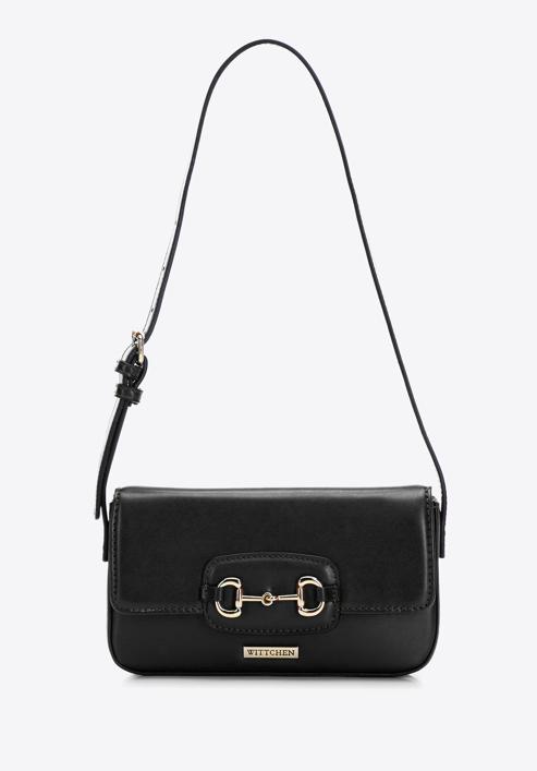 Mini műbőr bagett táska dekoratív csattal, fekete, 97-4Y-761-1, Fénykép 3