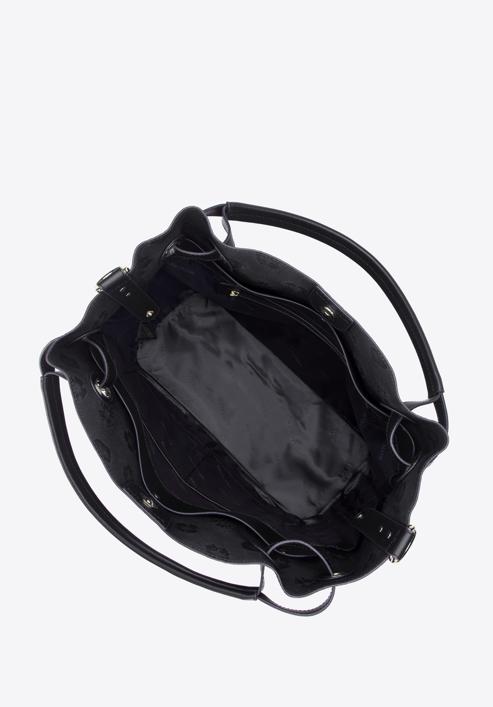 Monogramos női bőr táska, fekete, 95-4E-615-1, Fénykép 3